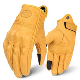Waterproof Motorcycle Leather Gloves – Breathable Goatskin for All Seasons - Himpall